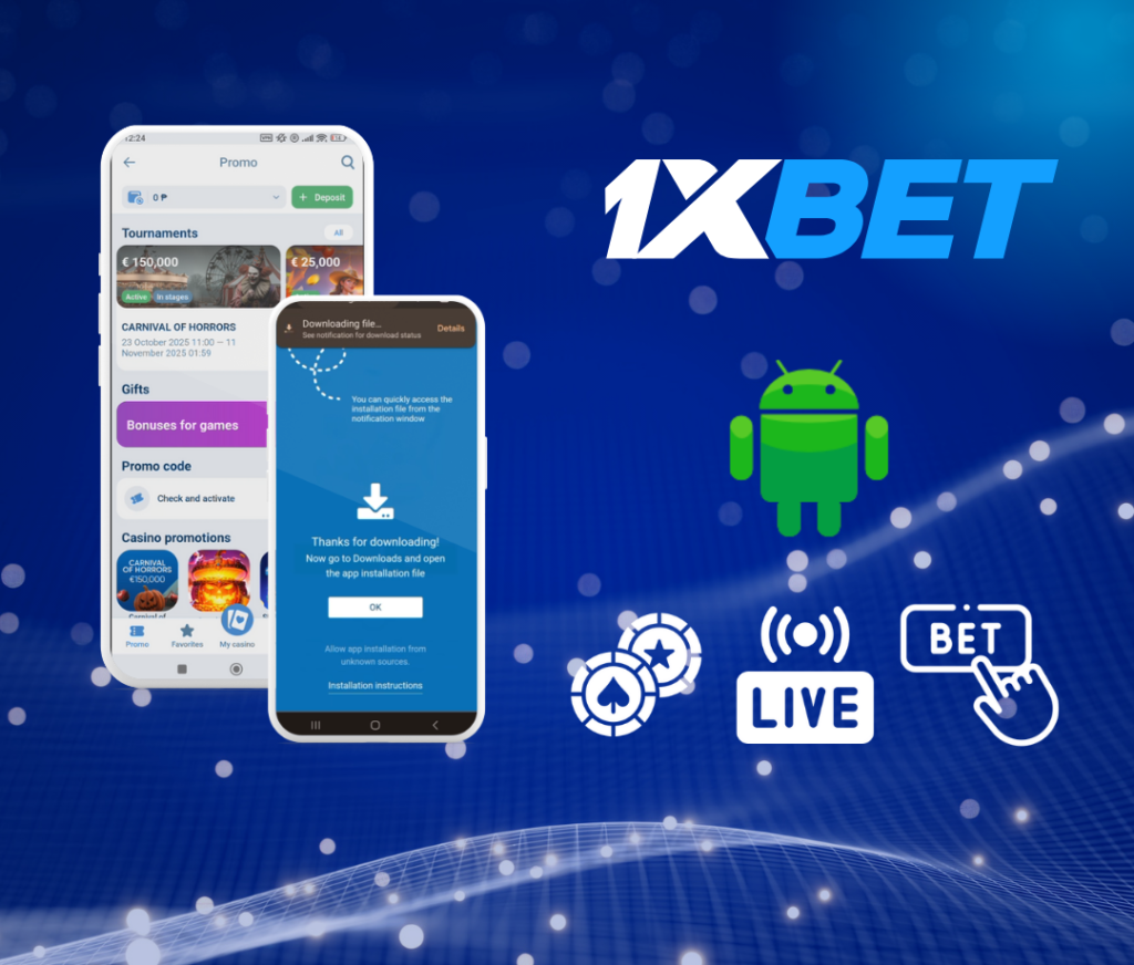 1xbet apk download for android. Download 1xbet app for android and install it easily even from unknown sources. On the picture you can see the 1xbet android app promo section with tournaments, gifts, bonuses for games, promo code activation and the download screen with installation instructions.  After 1xbet apk download you can quickly allow installation from unknown sources and start using the full version of the app. 1xbet app for android gives you access to promo codes, casino promotions, tournaments with big prize pools and exclusive mobile bonuses. 1xbet apk download latest version is safe and optimized for Android devices.  1xbet android users can activate promo codes directly in the app and participate in current tournaments and promotions. Download 1xbet apk today, complete the installation and enjoy all bonuses and gifts available for Android players. 1xbet malaysia android users successfully download and install the app every day.  The 1xbet app android includes convenient promo section where you can check active bonuses, activate promo codes and see ongoing tournaments. 1xbet apk download and installation takes less than two minutes. After installation you get full access to sports betting, live events and casino with all current promotions.  Get the official 1xbet android app now — download 1xbet apk, allow unknown sources and start using all promo features, bonuses and tournaments available in the app.